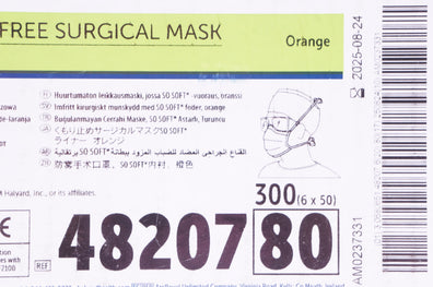 Halyard 48207 Fluidshield 3 Fog-Free Surgical Mask, Orange - Case of 300